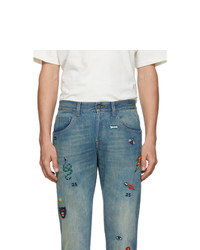 Gucci Blue Symbol Tapered Jeans