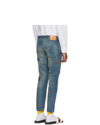 Gucci Blue Tapered Symbols Jeans