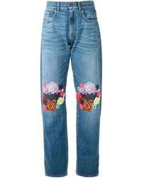 Christopher Kane Multi Floral Motif Denim Jeans