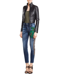 Dsquared2 Distressed Jeans With Palm Tree Applique