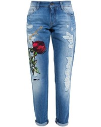 Dolce & Gabbana Roses Embroidered Jeans