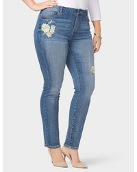 Dressbarn Plus Size Signature Fit Floral Embroidered Jeans