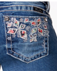 Miss Me Embellished Embroidered Skinny Medium Blue Wash Jeans