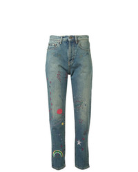 Saint Laurent Embroidered High Rise Jeans