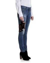Dolce & Gabbana Embroidered Kitten Skinny Jeans