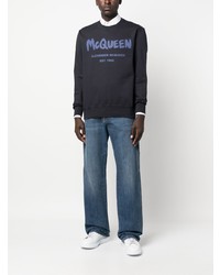 Alexander McQueen Embroidered Logo Wide Leg Utility Jeans