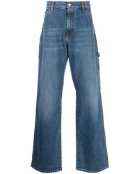 Alexander McQueen Embroidered Logo Wide Leg Utility Jeans