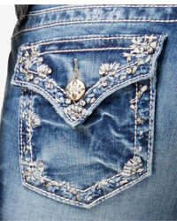 Miss Me Embroidered Rhinestone Medium Wash Skinny Jeans