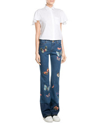 Valentino Flared Jeans With Butterfly Patchwork