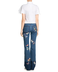 Valentino Flared Jeans With Butterfly Patchwork