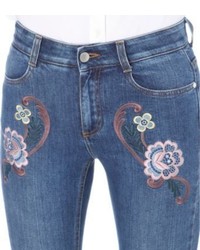Stella McCartney Flared Mid Rise Embroidered Jeans