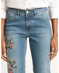 Marks and Spencer Floral Embroidered Mid Rise Jeans
