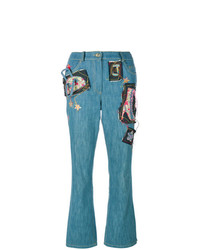John Galliano Vintage Framed Leg Jeans With Patches