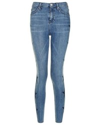 Topshop Jamie Star Embroidered Skinny Jeans