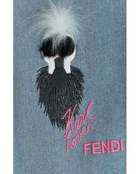 Fendi Karlito Embroidered Boyfriend Jeans With Fur