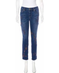 Level 99 Mid Rise Embroidered Jeans