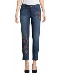 Miraclebody Boyfriend Fit Floral Embroidered Jeans