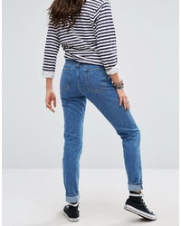 Glamorous Mom Jeans With Embroidered Heart Patches