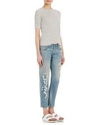 Nsf X Bliss And Mischief Embroidered Straight Slouch Jeans