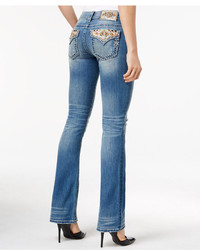 Miss Me Ripped Embroidered Medium Blue Wash Bootcut Jeans