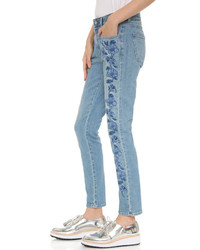 Stella McCartney Skinny Boyfriend Floral Embroidered Jeans