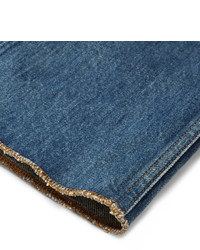 Slim Fit Embroidered Stonewashed Denim Jeans
