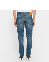 Slim Fit Embroidered Stonewashed Denim Jeans