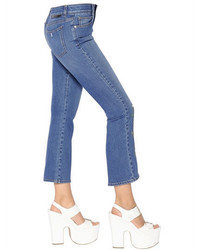 Stella McCartney Crop Flared Floral Stretch Denim Jeans