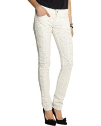Etoile Isabel Marant Toile Isabel Marant Floral Embroidered Mid Rise Skinny Jeans