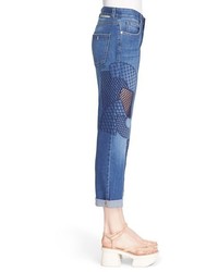 Stella McCartney Tomboy Embroidered Overlay Cutout Jeans