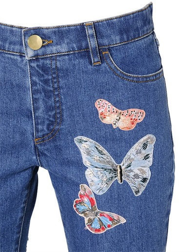 Valentino Butterfly Patches Cotton Denim Jeans, $1,795