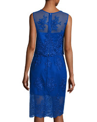 Theia Embroidered Two Piece Cocktail Dress Cobalt