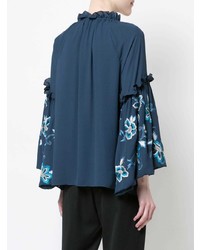 Josie Natori Embroidered Sleeve Peasant Top