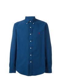Blue Embroidered Long Sleeve Shirt