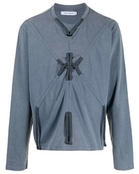 Blue Embroidered Long Sleeve T-Shirt