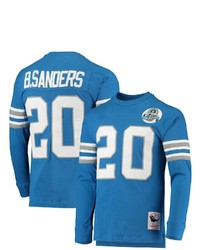 Mitchell & Ness Barry Sanders Blue Detroit Lions 1993 Retired Player Name Number Long Sleeve T Shirt