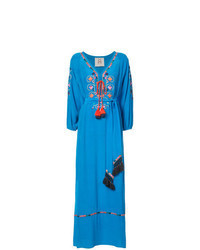 Blue Embroidered Maxi Dress