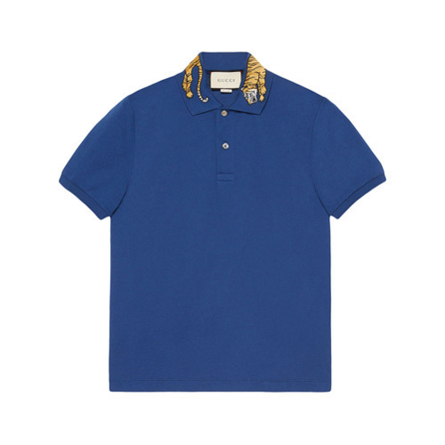 Gucci Cotton Polo With Tiger Embroidery 