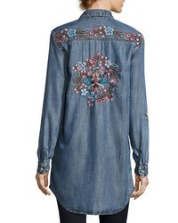 Tolani Tina Embroidered Back Button Front Shirt