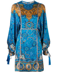 Blue Embroidered Silk Dress