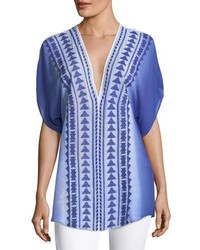 Milly Anguilla Embroidered Ombre Silk Tunic