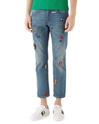 Gucci Embroidered Slim Fit Jeans