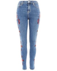 Topshop Jamie Embroidered Skinny Jeans
