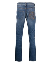 Roberto Cavalli Monogram Embroidered Skinny Jeans