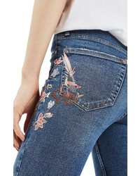 Topshop Moto Jamie Embroidered Skinny Jeans