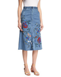 Blue Embroidered Skirt
