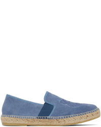 Blue Embroidered Suede Espadrilles