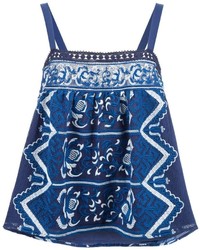 Blue Embroidered Tank