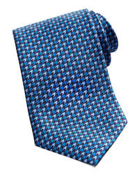 Brioni Houndstooth Silk Tie Blue