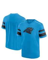 FANATICS Branded Blue Carolina Panthers Textured Hashmark V Neck T Shirt